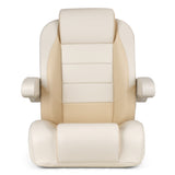 Luxury Recliner Sport High Back Captains Chair Boat Seat with flip up armrests - Ivory/Beige