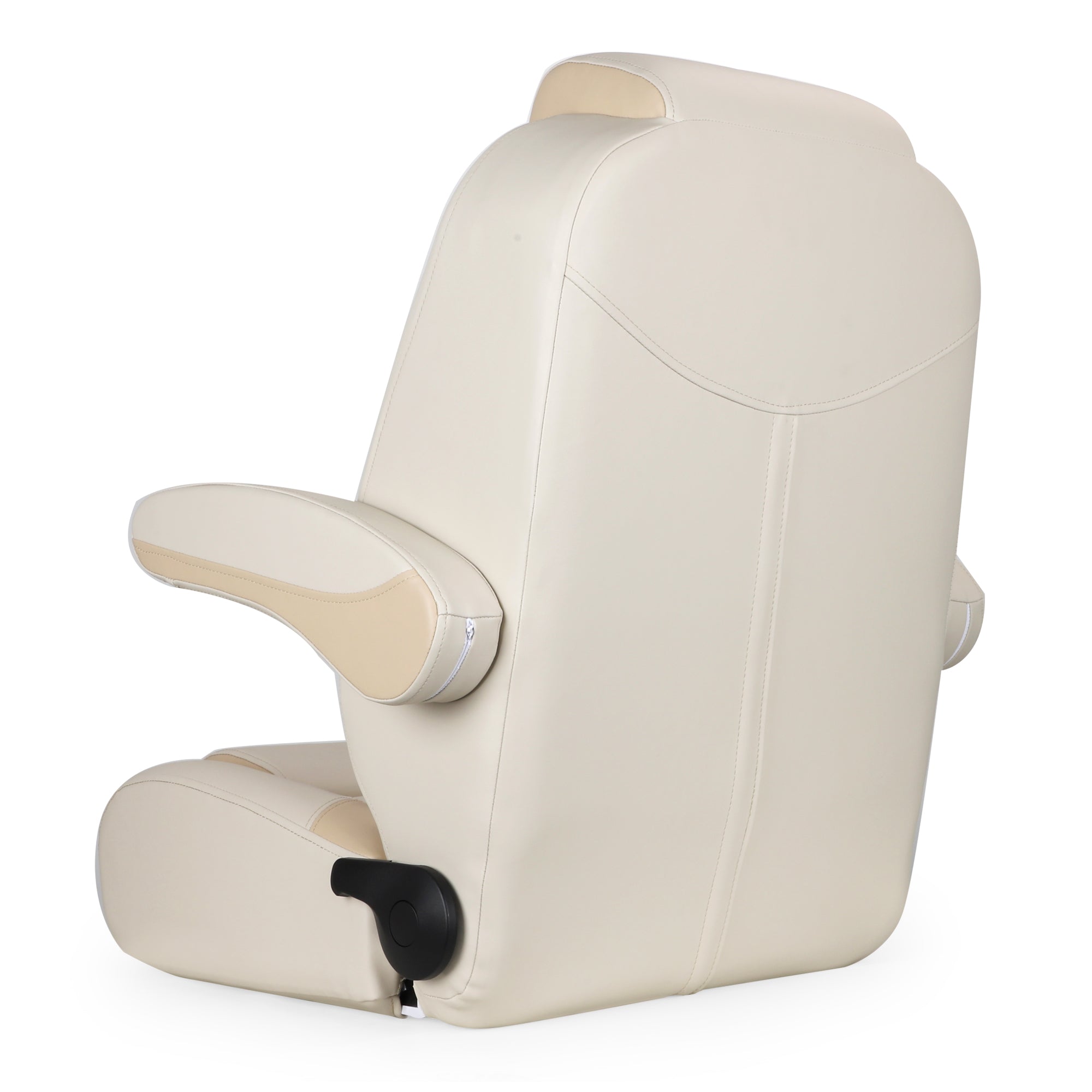 Luxury Recliner Sport High Back Captains Chair Boat Seat with flip up armrests - Ivory/Beige
