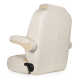 Luxury Recliner Sport High Back Captains Chair Boat Seat with flip up armrests - Ivory/Beige