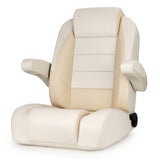 Luxury Recliner Sport High Back Captains Chair Boat Seat with flip up armrests - Ivory/Beige