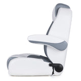 Luxury Recliner Sport High Back Captains Chair Boat Seat with flip up armrests - White/Charcoal