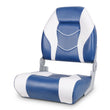 2 x Deluxe Pro IV High Back Marine Grade Vinyl Boat Seat - White/Blue Kaiser Boating Accessories