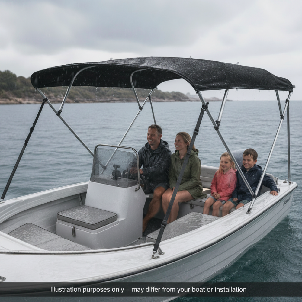 4 Bow Bimini Top Boat Canopy | 2.0m Length | Suits 14–18ft Boats