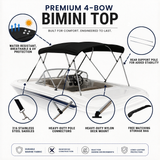 4 Bow Bimini Top Boat Canopy | 2.0m Length | Suits 14–18ft Boats