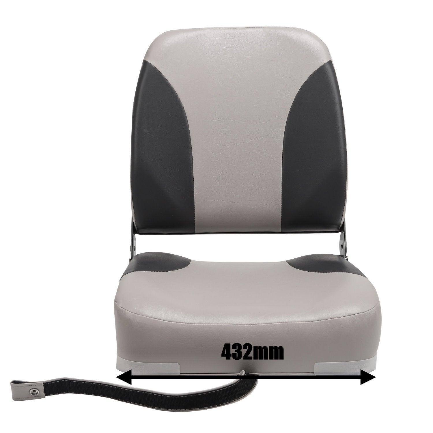 28oz Marine Grade Vinyl Folding Light Grey / Charcoal Boat Seat