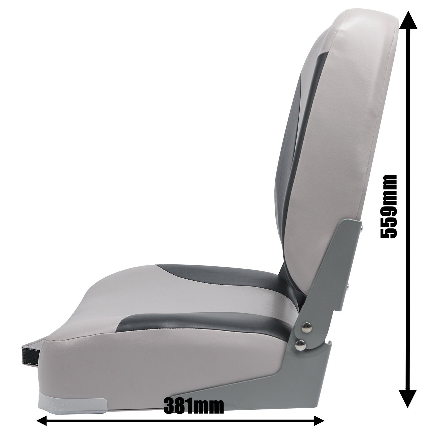 28oz Marine Grade Vinyl Folding Light Grey / Charcoal Boat Seat