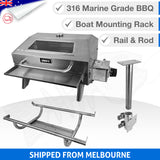 Portable BBQ Marine Boat Camping 316 Stainless Steel with Window - Complete Set - NEW Rail Mount Rack