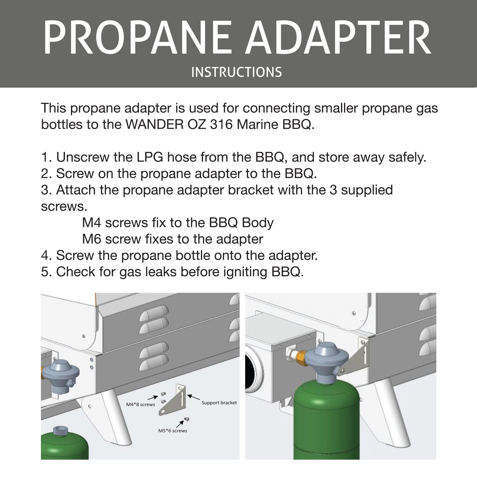 BBQ Adapter for Lightweight 1lb / 465g LPG Gas Bottle Conversion Adaptor