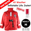 Premium All Weather Auto Inflatable PFD Life Jacket Level 150 Type 1 - Medium Kaiser Boating Australia