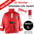 Premium All Weather Auto Inflatable PFD Life Jacket Level 150 Type 1 - Large Kaiser Boating Australia