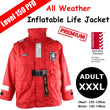 Premium All Weather Auto Inflatable PFD Life Jacket Level 150 Type 1 - XXXL Kaiser Boating Australia