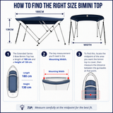 3 Bow Bimini Top Boat Canopy | 1.8m Length | Suits 12–16ft Boats