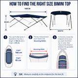 Low Profile Bimini Top | 1.8m Length | 85cm Height | Suits Ski & Speed Boats