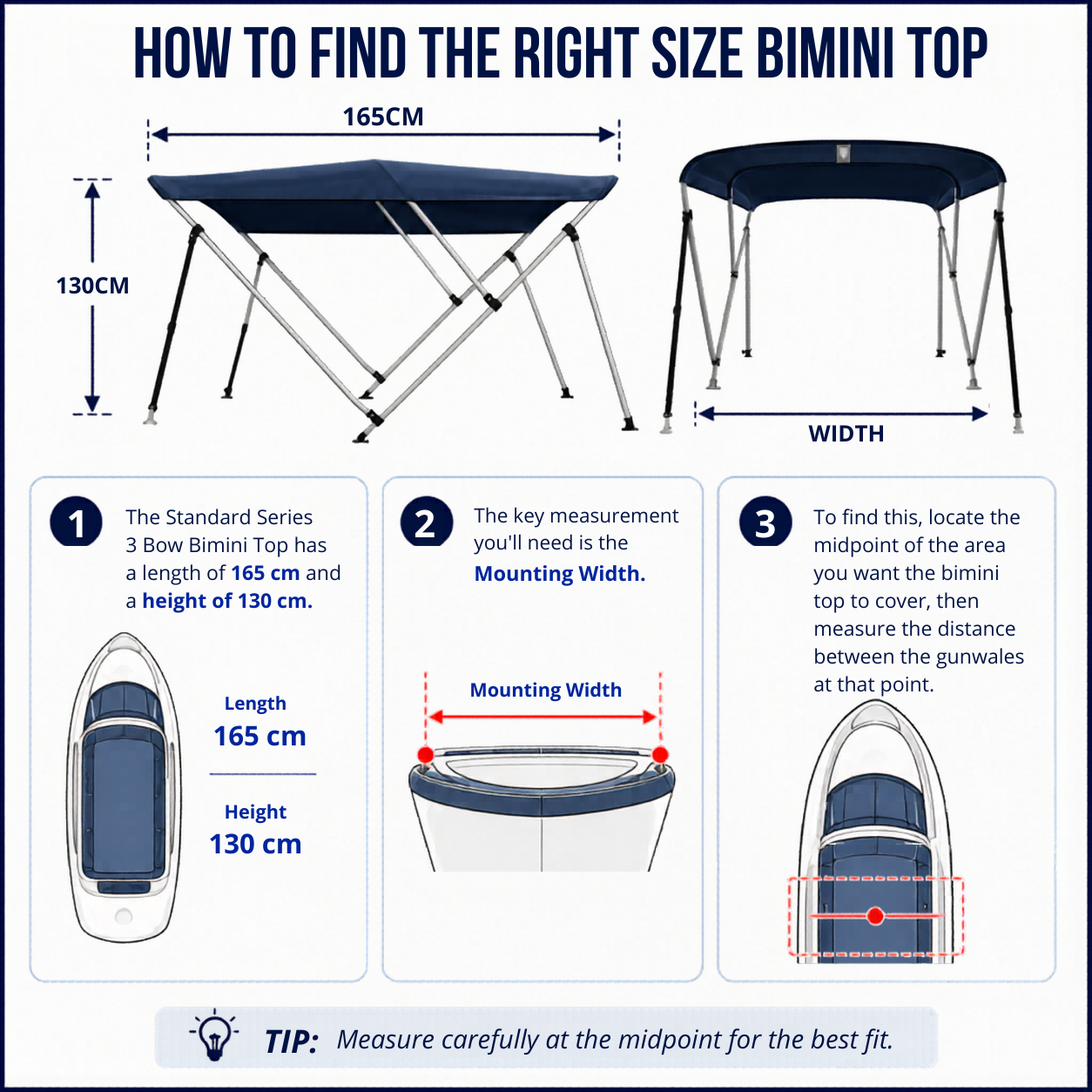 3 Bow Bimini Top Boat Canopy – Standard Series
