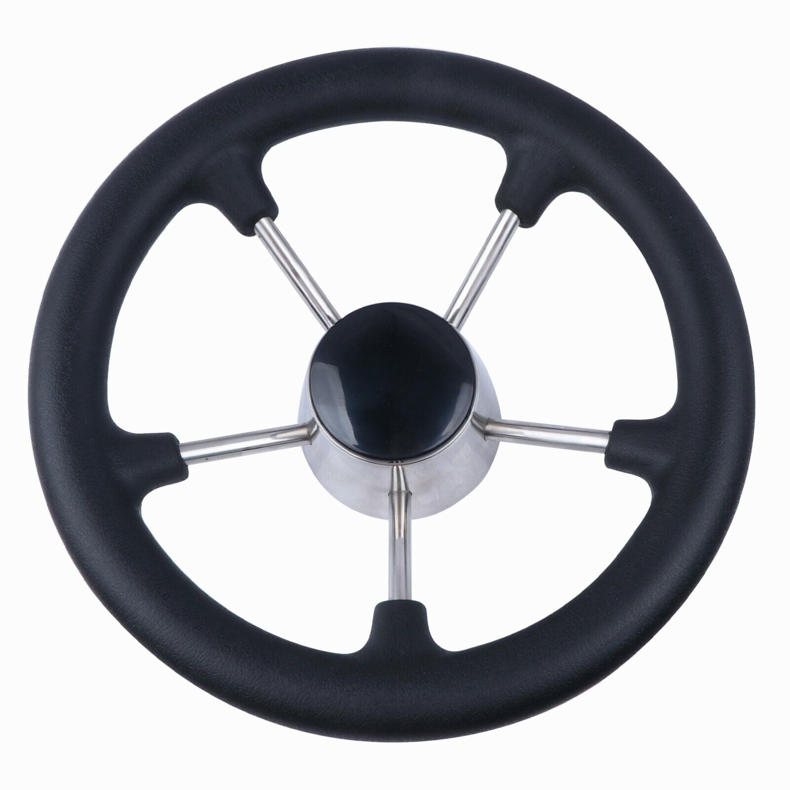 316 Stainless Steel 5 Spoke Boat Steering Wheel 343mm with Polyurethane Foam Rim Grip