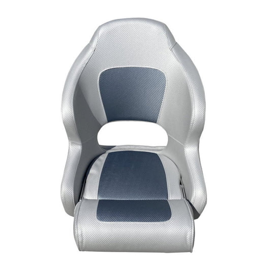Deluxe Flip-up Bolster Bucket Helm Sport Captains Chair Boat Seat Light Grey/Charcoal