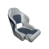 Deluxe Flip-up Bolster Bucket Helm Sport Captains Chair Boat Seat Light Grey/Charcoal