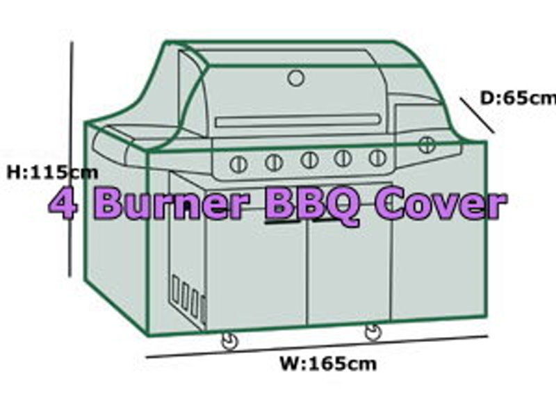 Premium 4 Burner 165cm(w)x65cm(d)x115cm(h) Hooded BBQ Outdoor Cover