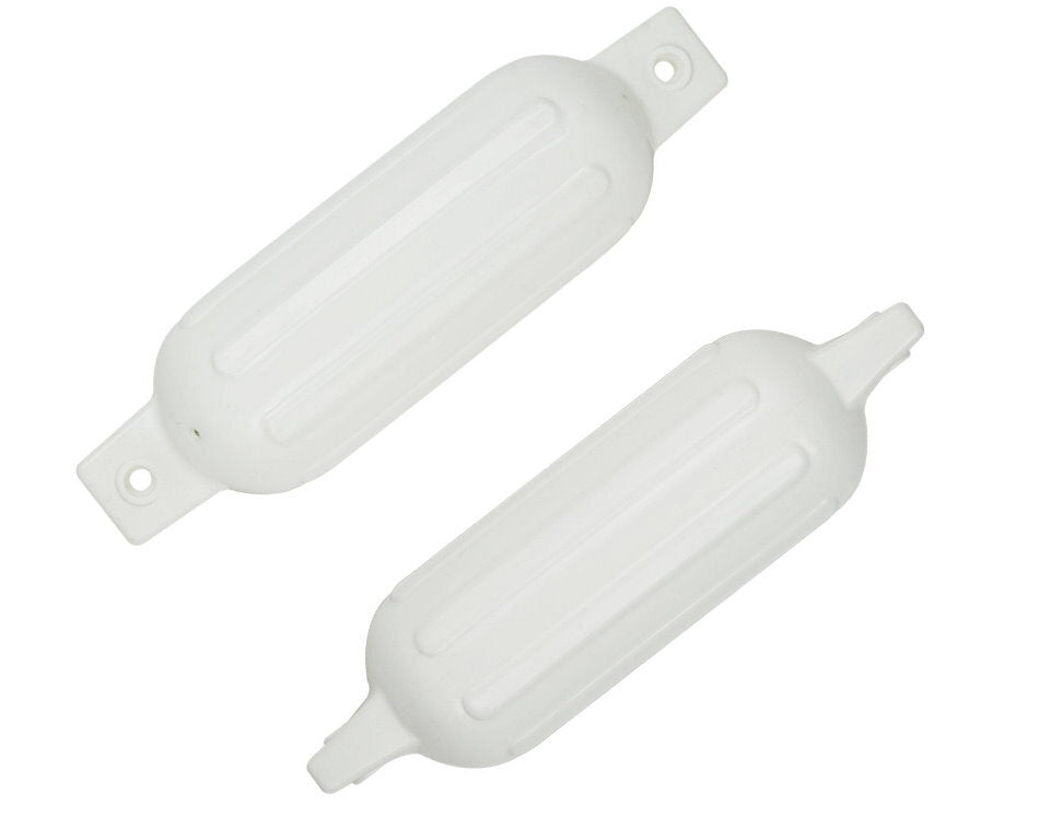 2 x SMALL Boat Fender 420x145mm Inflatable Marine Dock Buffer Twin Eye Ribbed White
