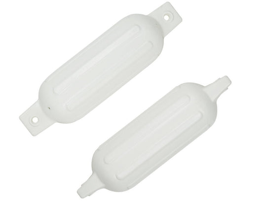 2 x LARGE Boat Fender 580x165mm Inflatable Marine Dock Buffer Twin Eye Ribbed White