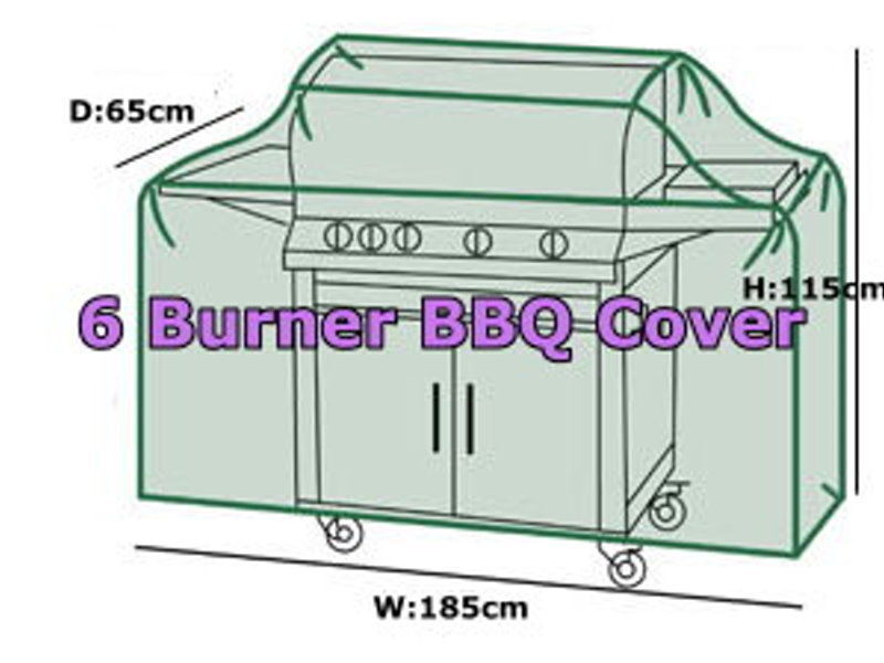 Premium 6 Burner 185cm(w)x65cm(d)x115cm(h) Hooded BBQ Outdoor Cover