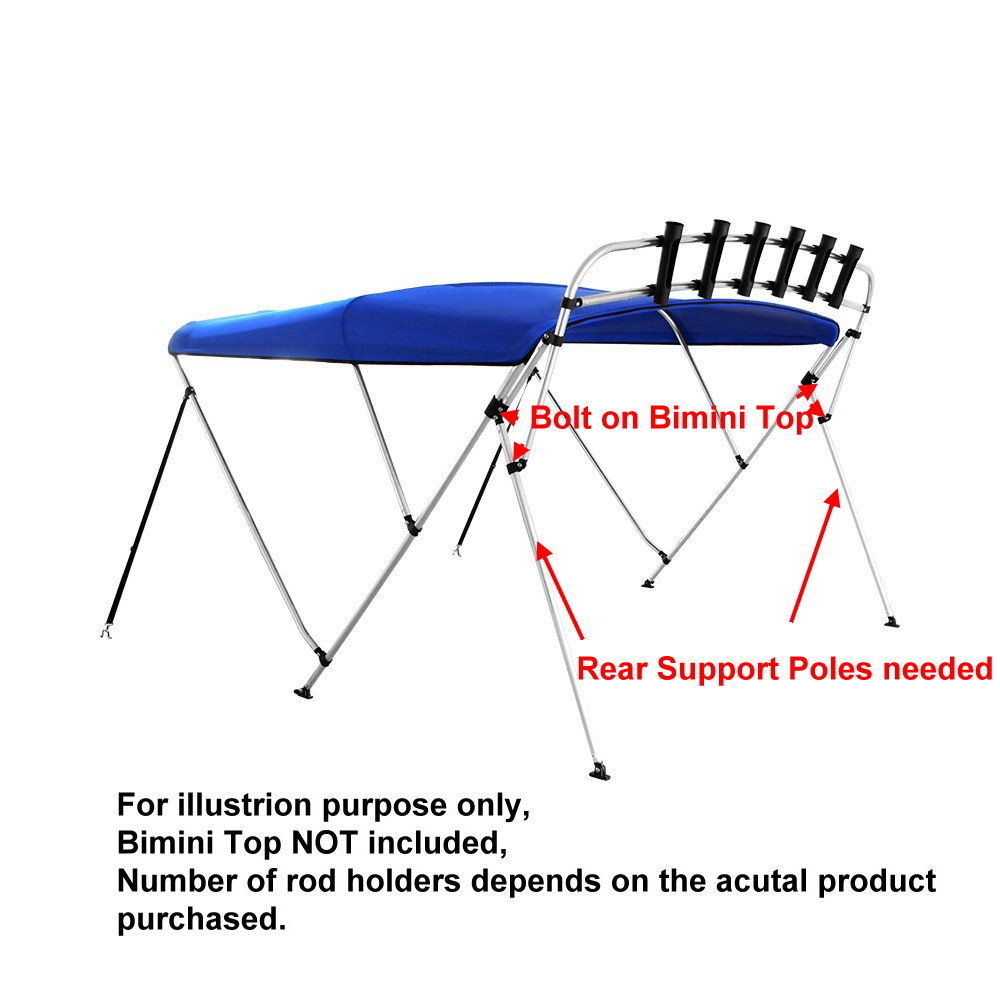 Bolt on Bimini Top Rocket Launcher with Fishing Rod Holders Kaiser