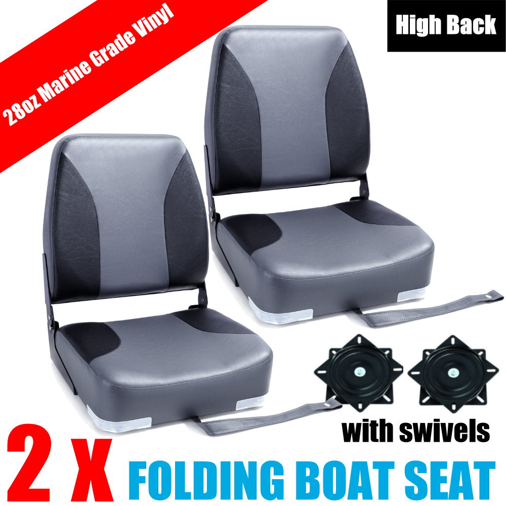 2 x 28oz Marine Grade Vinyl Folding Charcoal/Black Boat Seat – Kaiser  Boating Australia