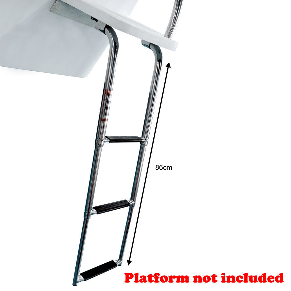 3 Step Under Platform Telescoping Boat Ladder Compact Deck Swimming Platform Boarding