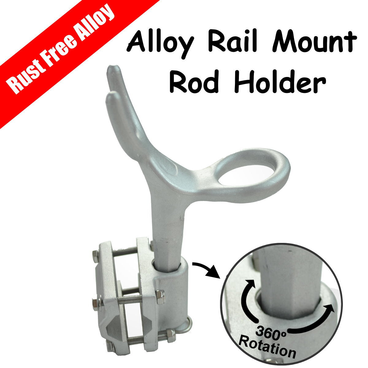 Alloy 360° rotation Adjustable RAIL MOUNT ROD Holder for fishing