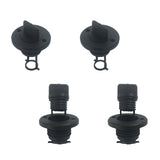 4 x Complete Boat Bung Set - Round Top - Black