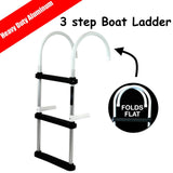 3 Step Heavy Duty Aluminium Boat Ladder with folding hook arms