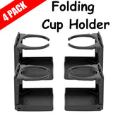 4 x Black Folding Marine Boat Drink CUP HOLDER - Plastic