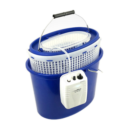 5L Litre Live Bait Bucket with Aerator Pump Blue