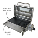 Portable 316 Marine Grade Stainless Steel BBQ with Windows, Tray & 1lb Bottle Adapter
