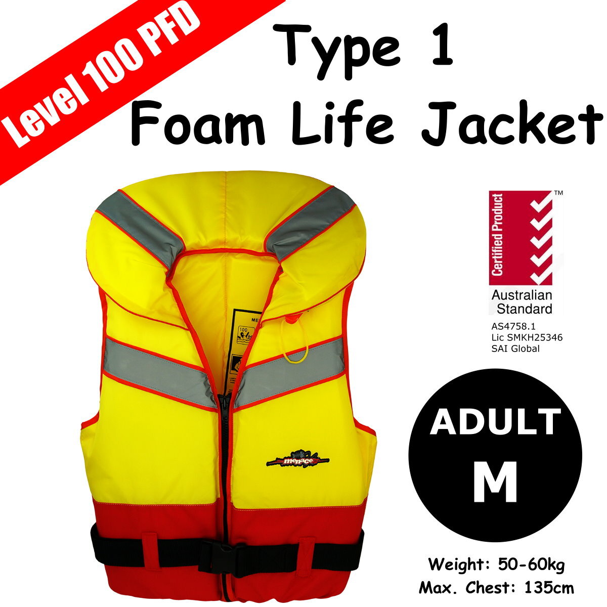Level 100 Triton PFD Type 1 Foam Life Jacket - Adult Medium
