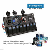 12V 24V 8 Gang LED Rocker Switch Panel USB Car Charger Boat Caravan