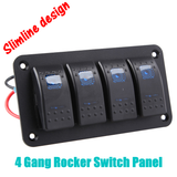 12V 24V 4 Gang Slimline LED Rocker Switch Panel Boat Caravan RV