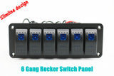 12V 24V 6 Gang Slimline LED Rocker Switch Panel Boat Caravan RV