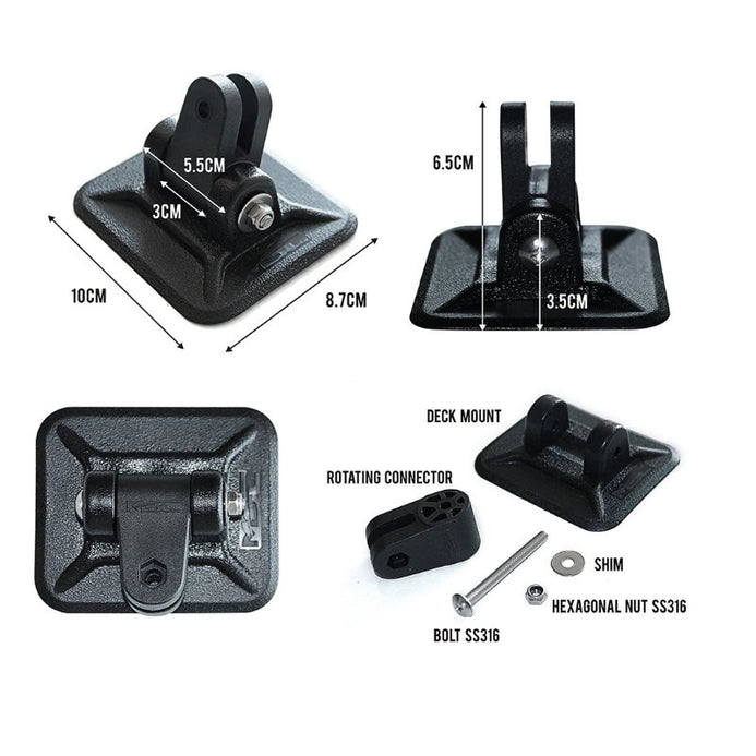 Bimini Top Deck Mount for Inflatable Boat UV Nylon Fitting Kaiser